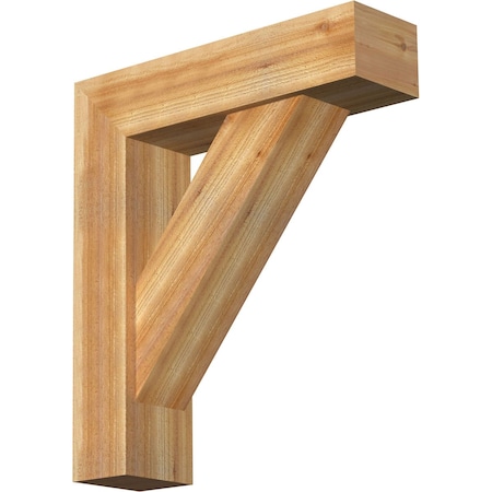 Ekena Millwork Traditional Block Rough Sawn Bracket w/ Offset Brace, Western Red Cedar, 8"W x 30"D x 34"H BKT0806X30X34TRA05RWR
